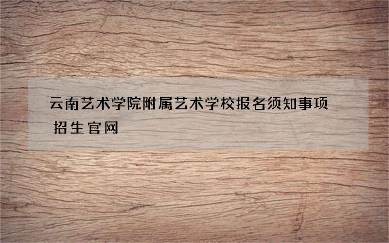 云南艺术学院附属艺术学校报名须知事项 招生官网